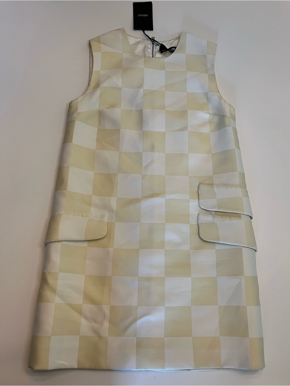 NWT VERSACE Checkerboard Sleeveless Shift Dress